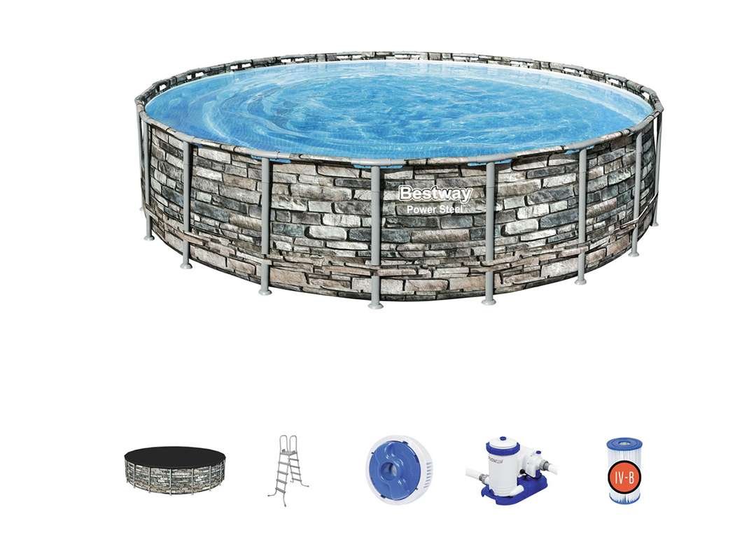 Bestway 56886 | Size 18.0 x 18.0 x 4.33 Ft | Power Steel Round Metal Frame Portable Ready-Made Swimming Pool - Image 8