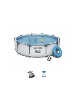Bestway 56408 | Size 10.0 x 10.0 x 2.50 Ft | Steel Pro MAX Round Metal Frame Portable Ready-Made Swimming Pool