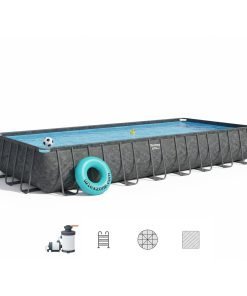 Bestway 561KJ | Size 31.4 x 16.0 x 4.33 Ft | APX Rectangular Metal Frame Portable Ready-Made Swimming Pool