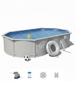 Bestway 56369 | Size 20.11 x 11.8 x 4.00 Ft | Hydrium Steel Oval Metal Frame Portable Ready-Made Swimming Pool