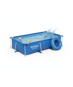 Bestway 56403 | Size 8.6 x 5.6 x 2.00 Ft | Steel Pro Rectangular Metal Frame Portable Above Ground Swimming Pool