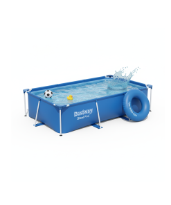 Bestway 56404 | Size 9.1 x 6.11 x 2.10 Ft | Steel Pro Rectangular Metal Frame Portable Ready-Made Swimming Pool