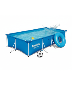 Bestway 56405 | Size 13.1 x 6.11 x 2.60 Ft | Steel Pro Rectangular Metal Frame Portable Ready-Made Swimming Pool