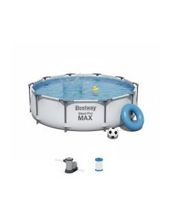 Bestway 56416 | Size 12.0 x 12.0 x 2.50 Ft | Steel Pro MAX Round Metal Frame Portable Ready-Made Swimming Pool