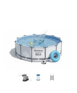 Bestway 56418 | Size 12.0 x 12.0 x 3.30 Ft | Steel Pro MAX Round Metal Frame Portable Ready-Made Swimming Pool
