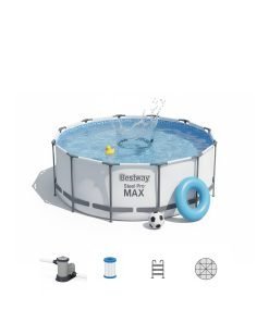 Bestway 56420 | Size 12.0 x 12.0 x 4.00 Ft | Steel Pro MAX Round Metal Frame Portable Ready-Made Swimming Pool