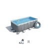 Bestway 56442 | Size 13.3 x 6.7 x 3.30 Ft | Power Steel Rectangular Metal Frame Portable Ready-Made Swimming Pool