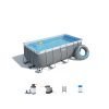 Bestway 56456 | Size 13.6 x 6.7 x 4.00 Ft | Power Steel Rectangular Metal Frame Portable Ready-Made Swimming Pool