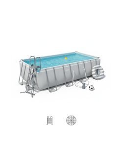Bestway 56475 | Size 25.5 x 13.5 x 4.30 Ft | Power Steel Rectangular Metal Frame Portable Ready-Made Swimming Pool