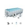 Bestway 56671 | Size 17.3 x 9.4 x 4.00 Ft | Power Steel Rectangular Metal Frame Portable Ready-Made Swimming Pool