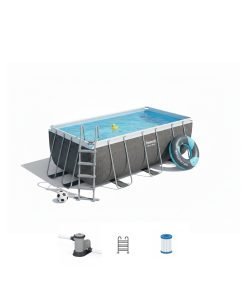 Bestway 56721 | Size 13.0 x 6.11 x 3.50 Ft | Power Steel Rectangular Metal Frame Portable Ready-Made Swimming Pool