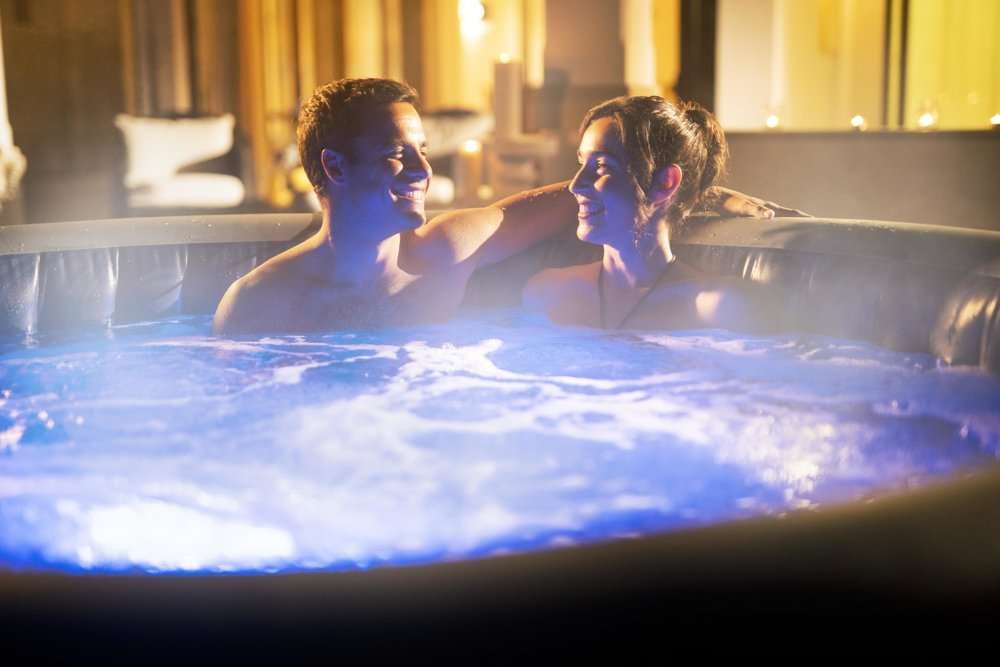 Bestway 60075 | Size 7.80 x 7.80 x 2.63 Ft | Inflatable Portable Spa Lay Z Bathtub Santorini - Image 8