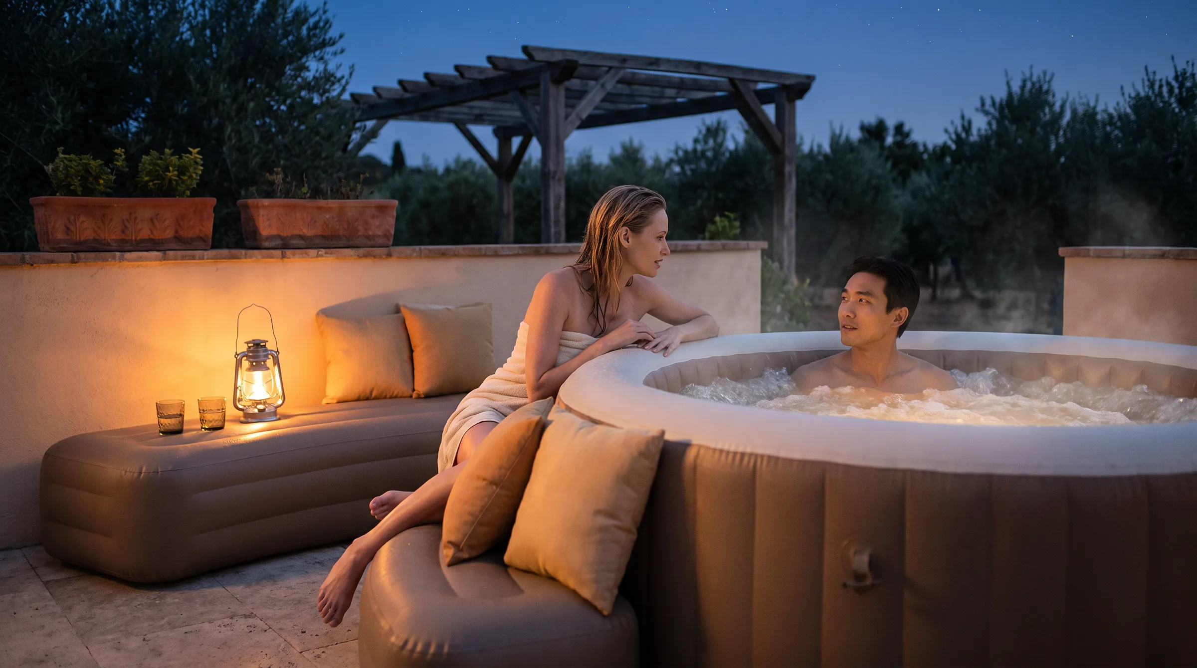 Spa Bench, in use