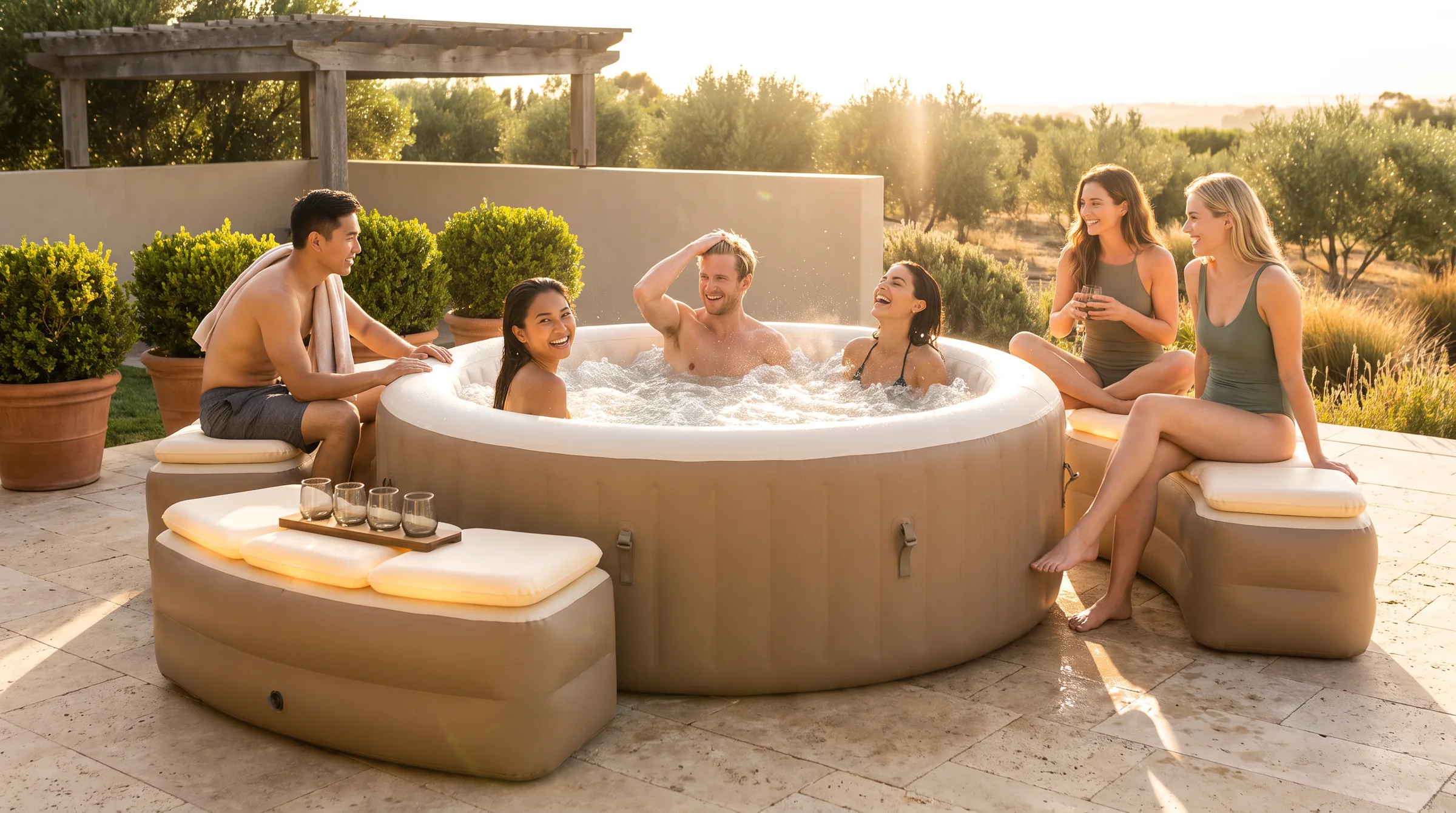 Spa Bench, in use