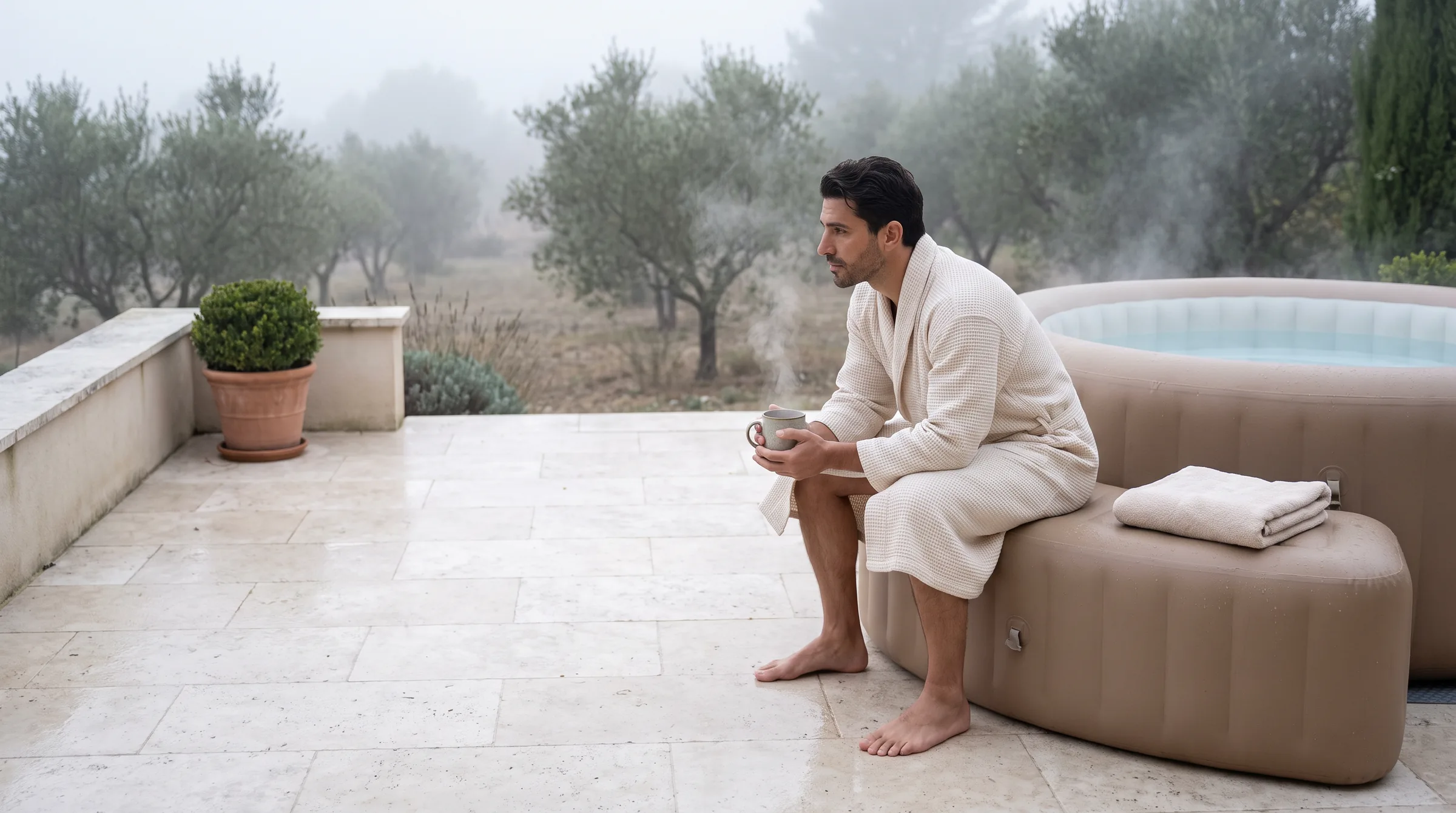 Spa Bench, in use
