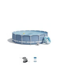 Intex 26728 | Size 15.0 x 15.0 x 2.75 Ft | Prism Frame Round Metal Frame Portable Ready-Made Swimming Pool
