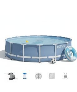Intex 26762 | Size 24.02 x 24.02 x 4.33 Ft | Prism Frame Round Metal Frame Portable Ready-Made Swimming Pool