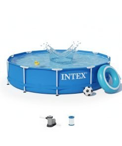 Intex 28212 | Size 12.0 x 12.0 x 2.75 Ft | Round Metal Frame Portable Ready-Made Above Ground Swimming Pool