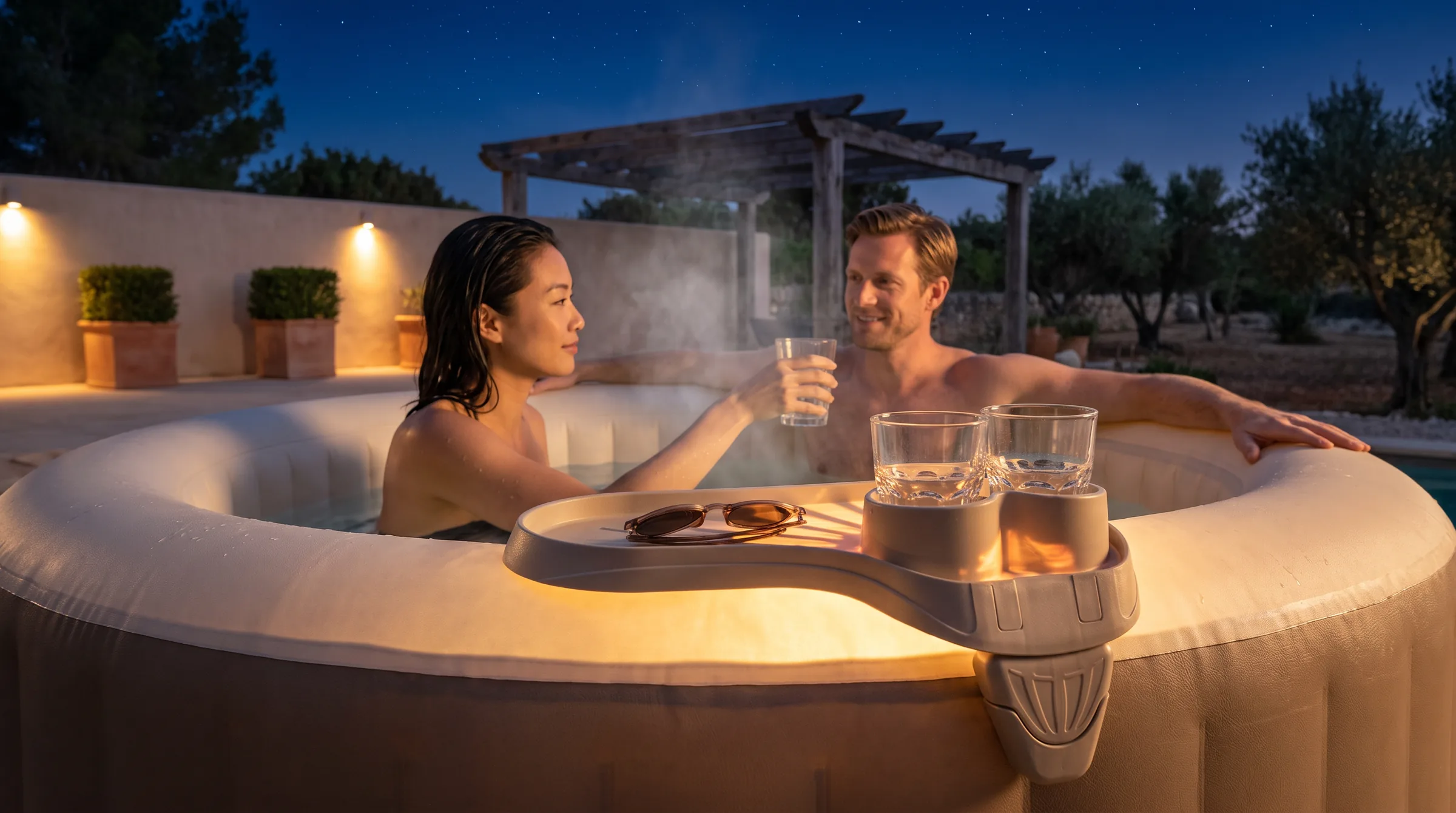 Spa Cup Holder, in use