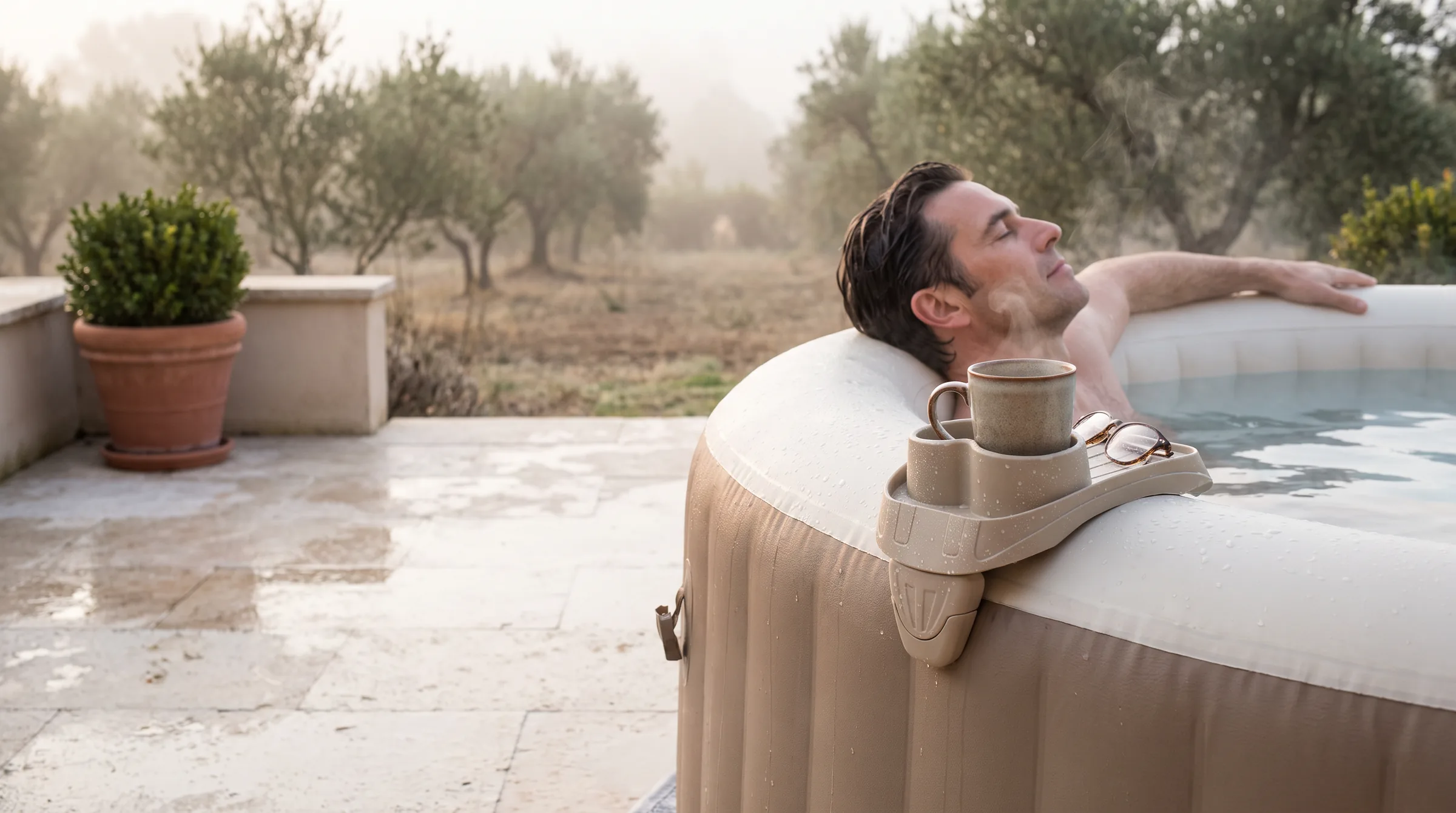 Spa Cup Holder, in use