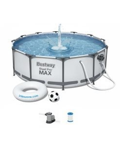 Bestway 56260 | Size 12.0 x 12.0 x 3.0 Ft | Steel Pro MAX Round Metal Frame Portable Ready-Made Swimming Pool