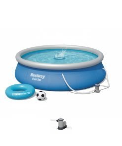 Bestway 57321 | Size 13.0 x 13.0 x 2.75 Ft | Inflatable Round Fast Set Portable Ready-Made Swimming Pool