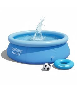 Bestway 57308 | Size 12.0 x 12.0 x 2.5 Ft | Inflatable Round Fast Set Portable Ready-Made Swimming Pool