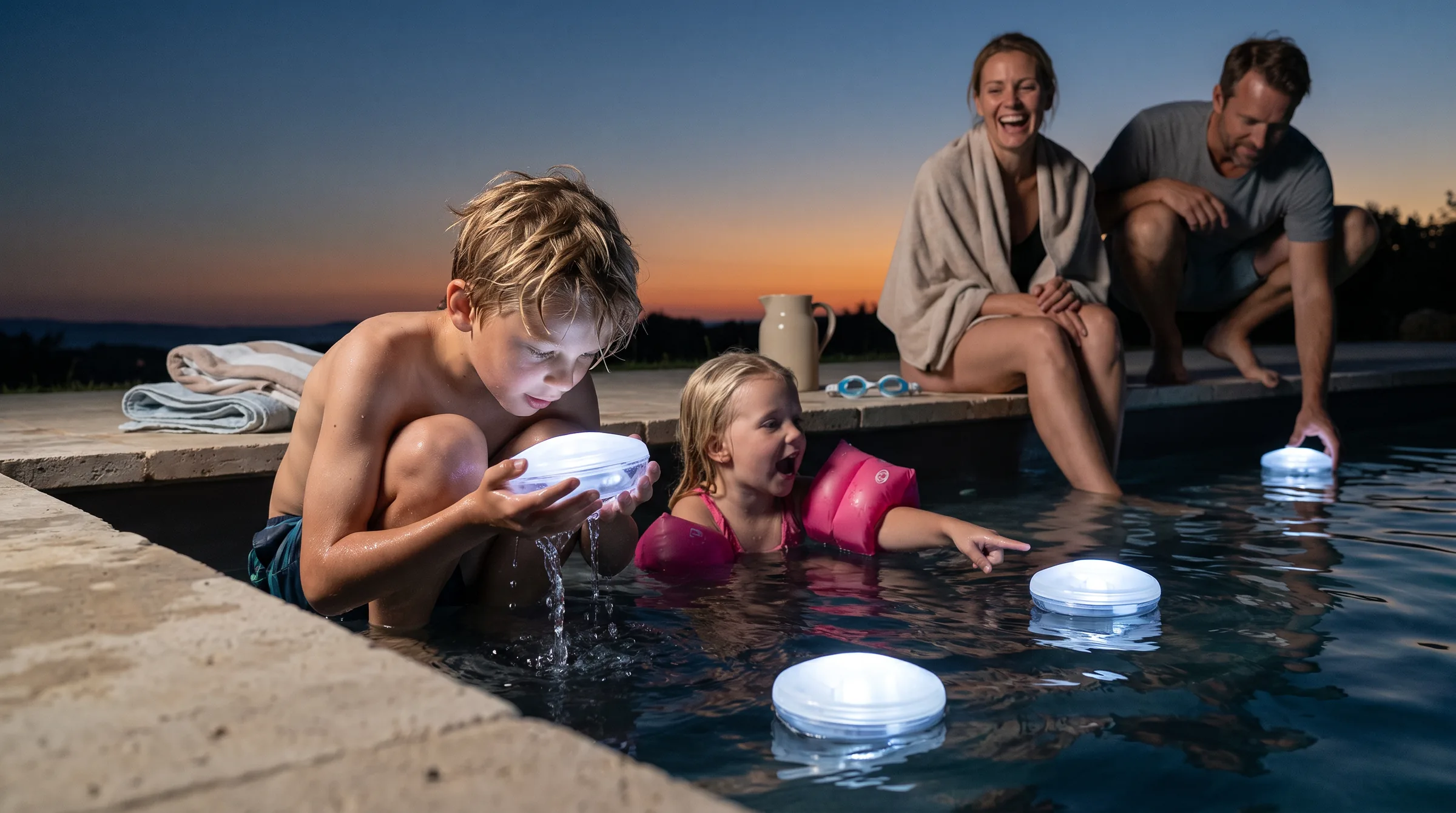 Floating Pool Light, in use