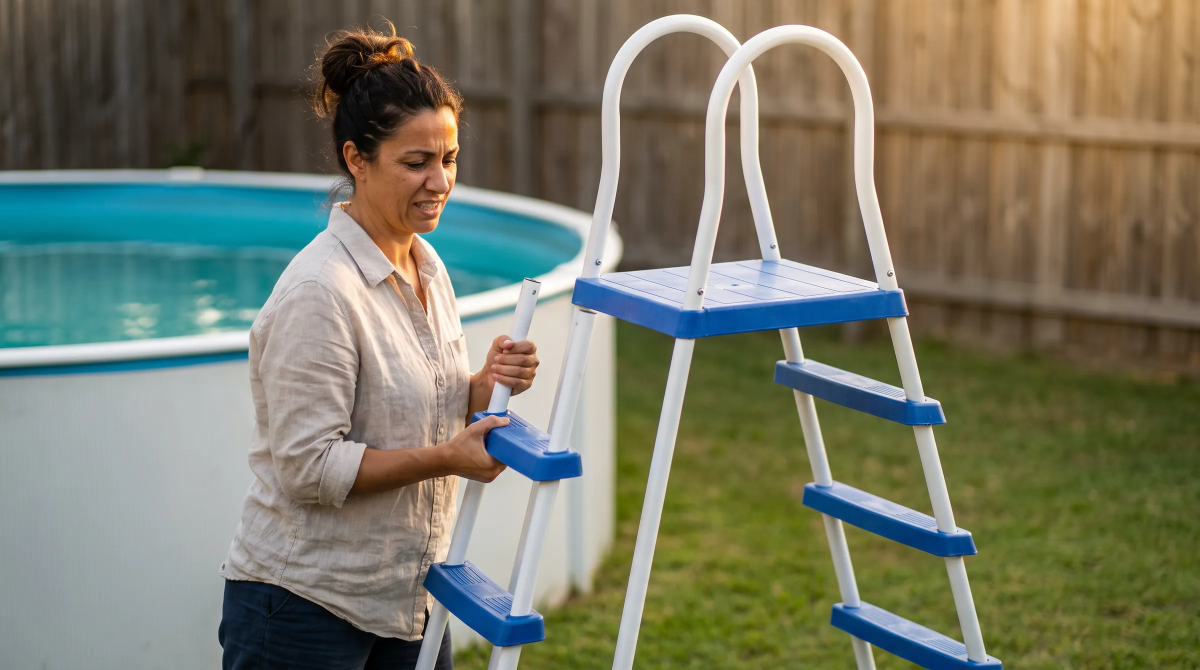 Intex Pool Ladder, in use