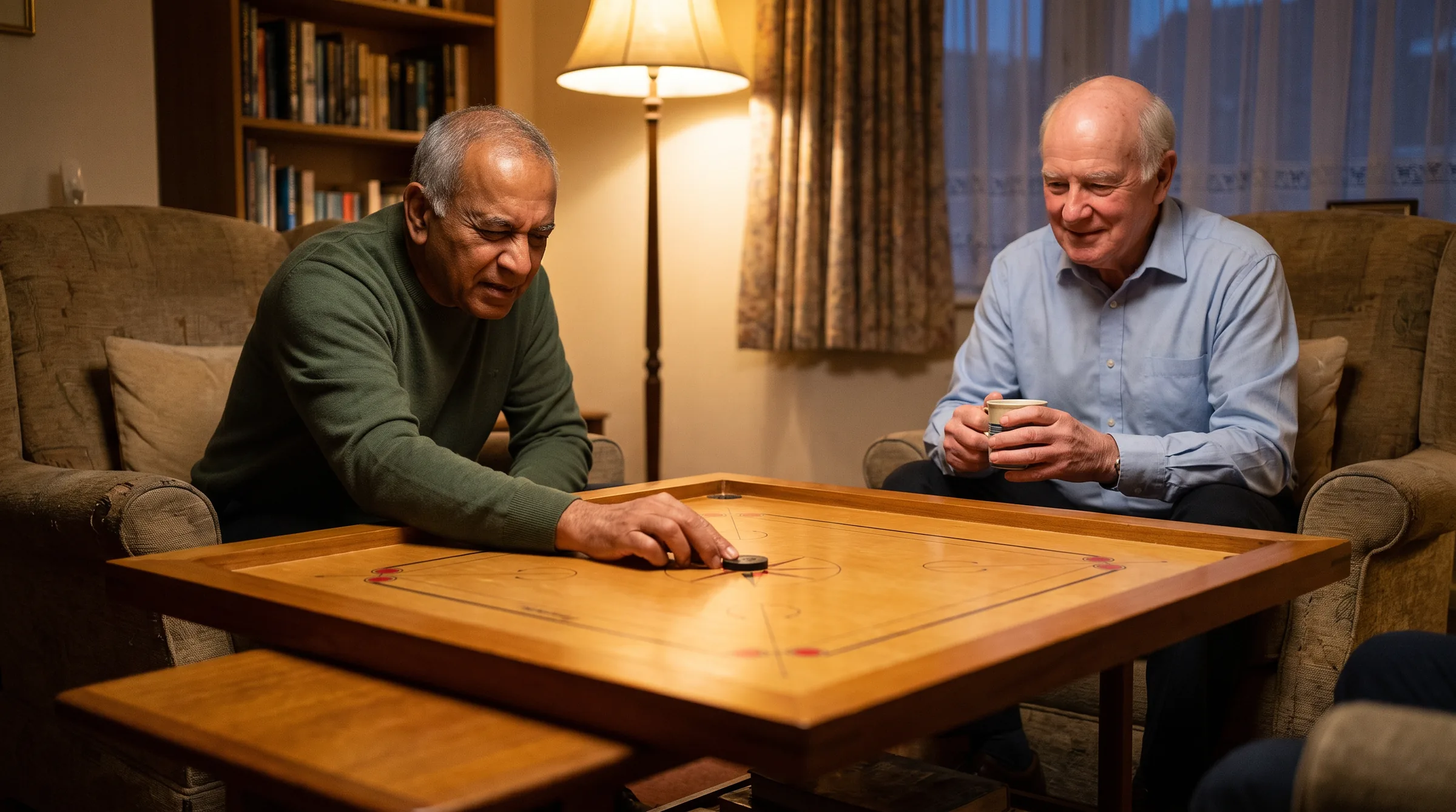 Carrom Board, in use