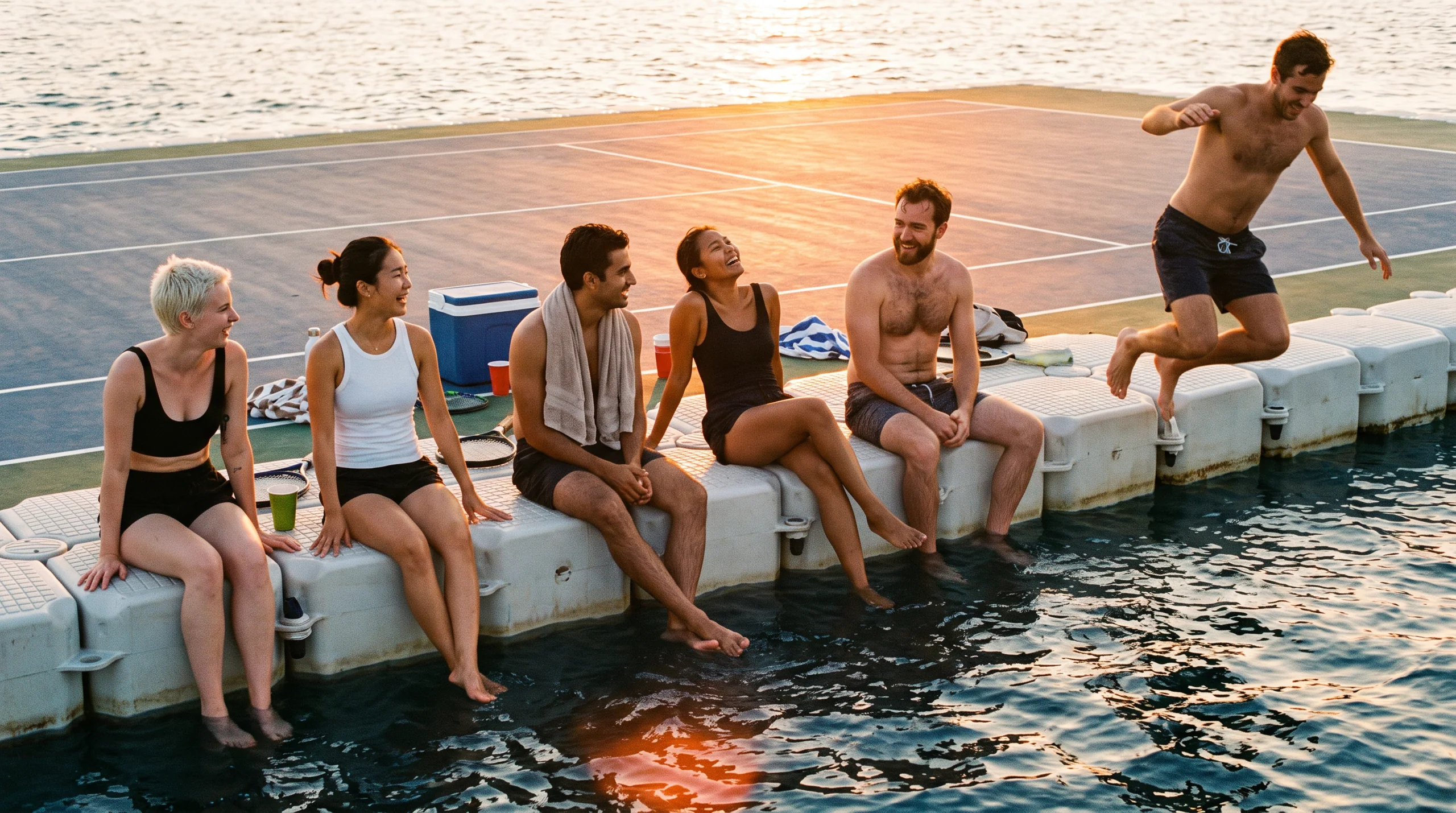 Floating Tennis Court, at a site