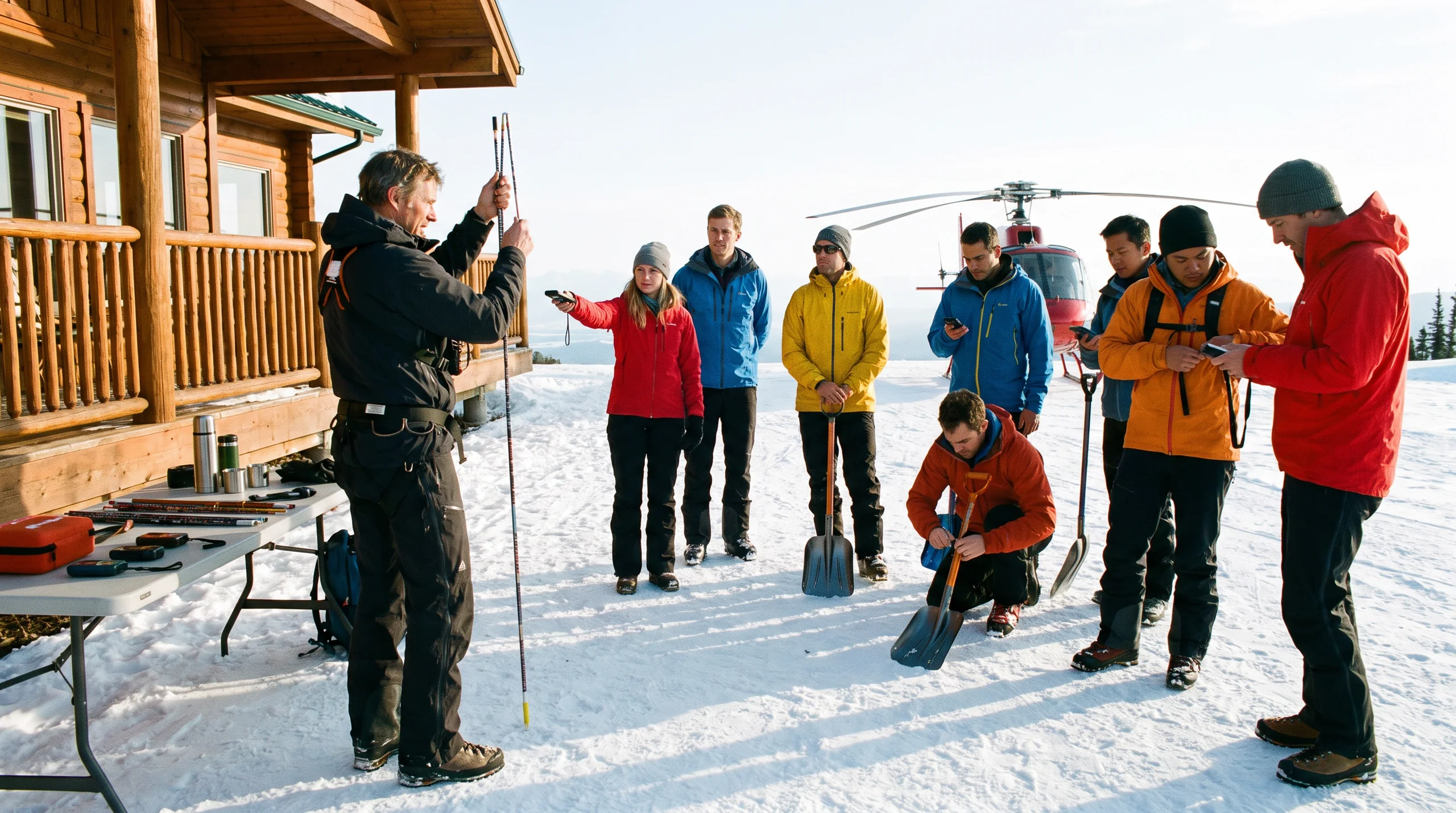 Heli-Ski Setup, at a site