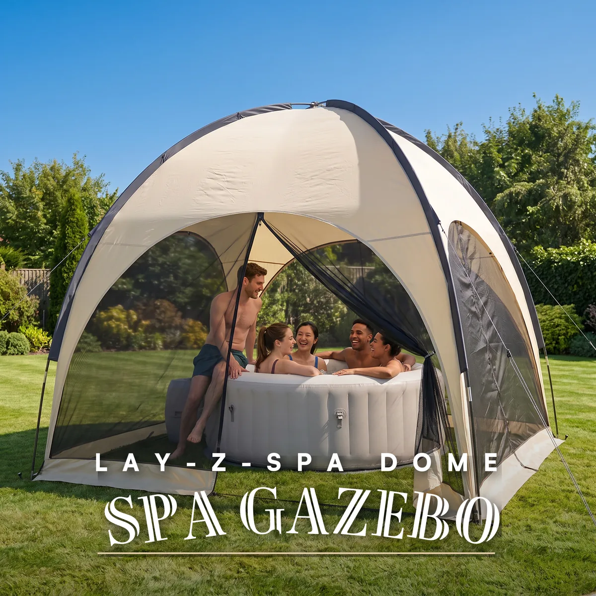 Bestway 60305 Size 12.90 x 12.90 x 8.40 Ft Lay-Z-Spa Gazebo Dome