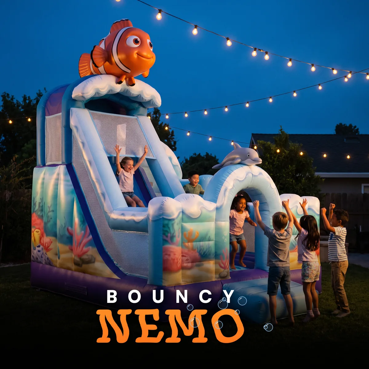 Bouncy Nemo Fish Inflatable Slide Bounce House