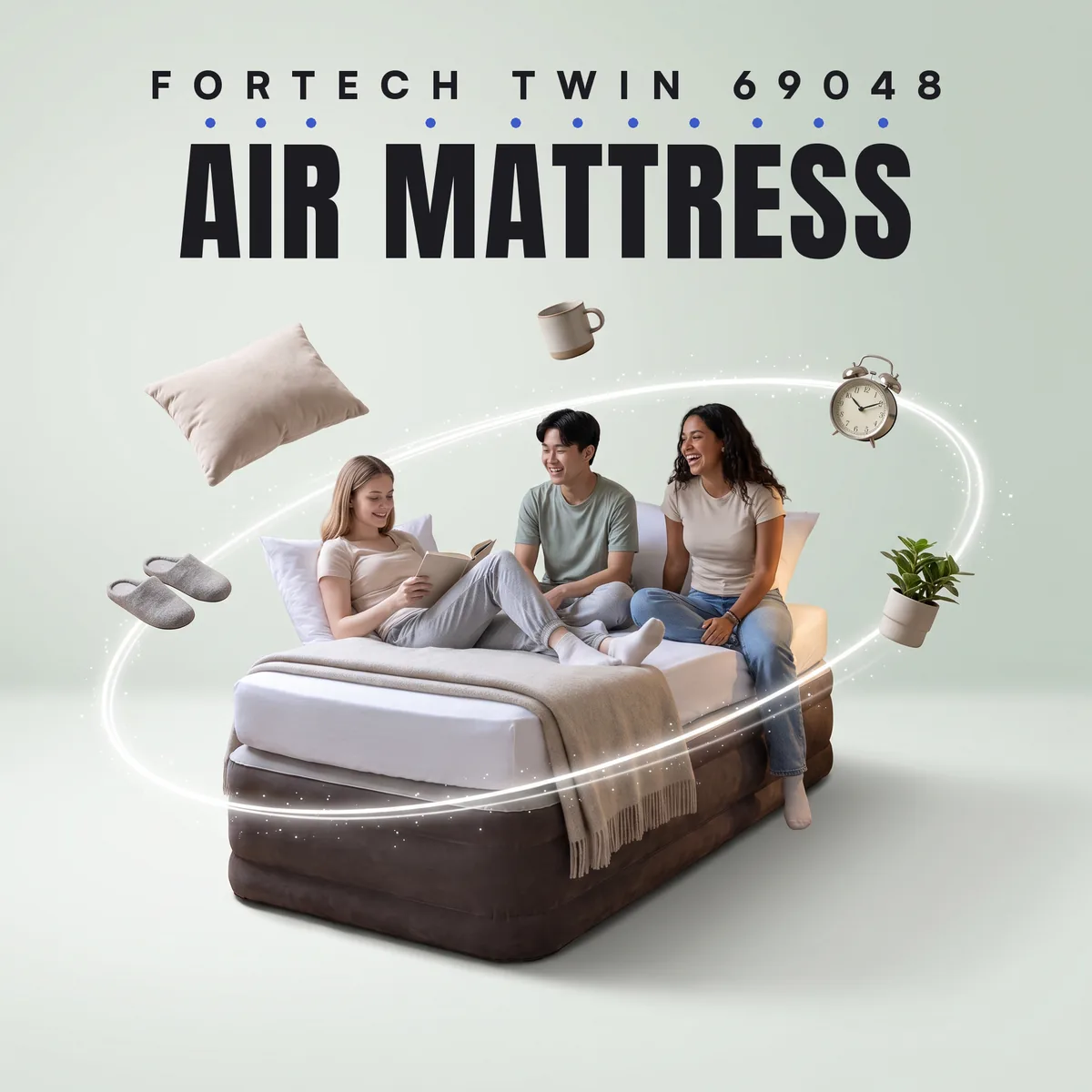 Bestway Fortech Twin Air Mattress with Built-in Pump 69048