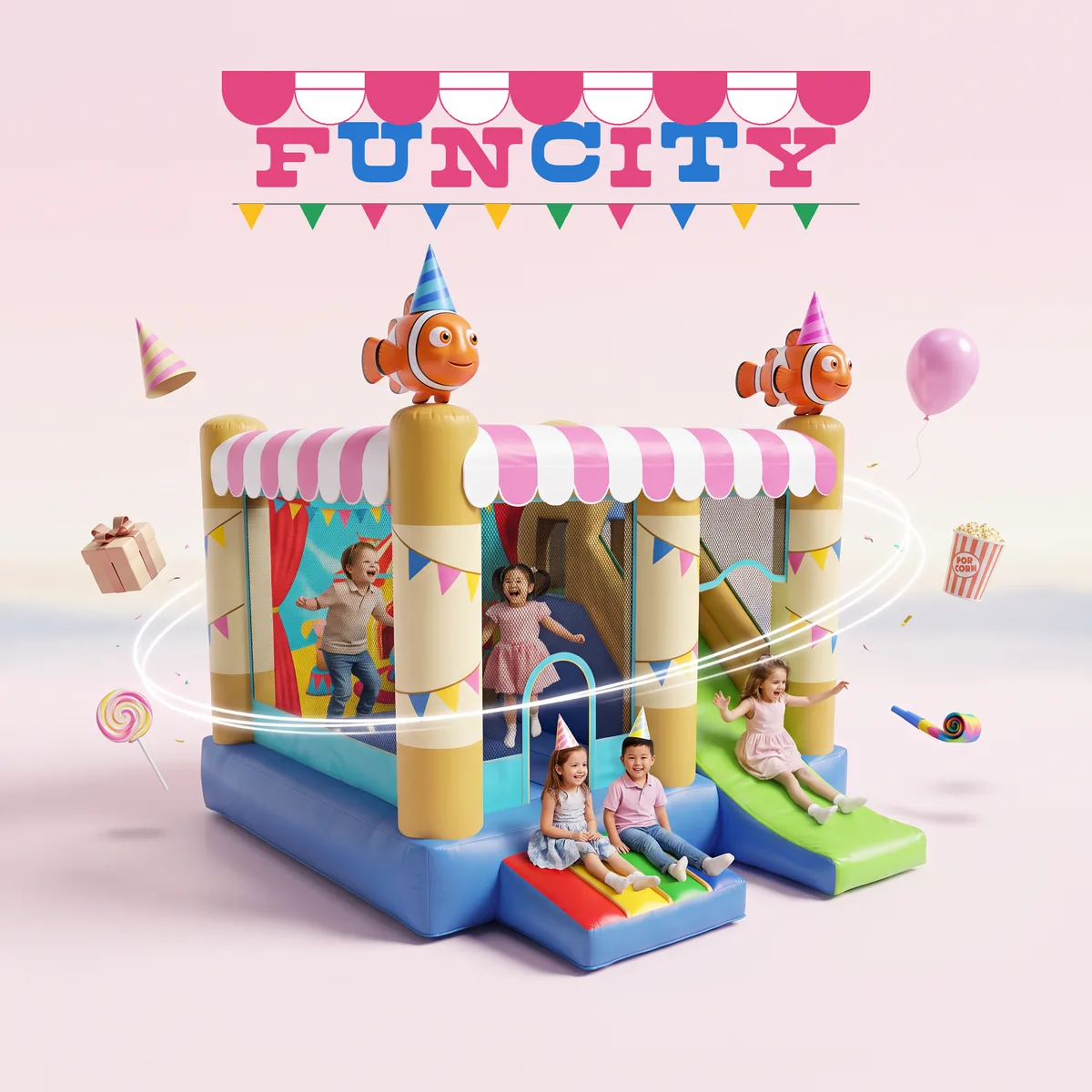 Funcity Inflatable Bounce House with Slide