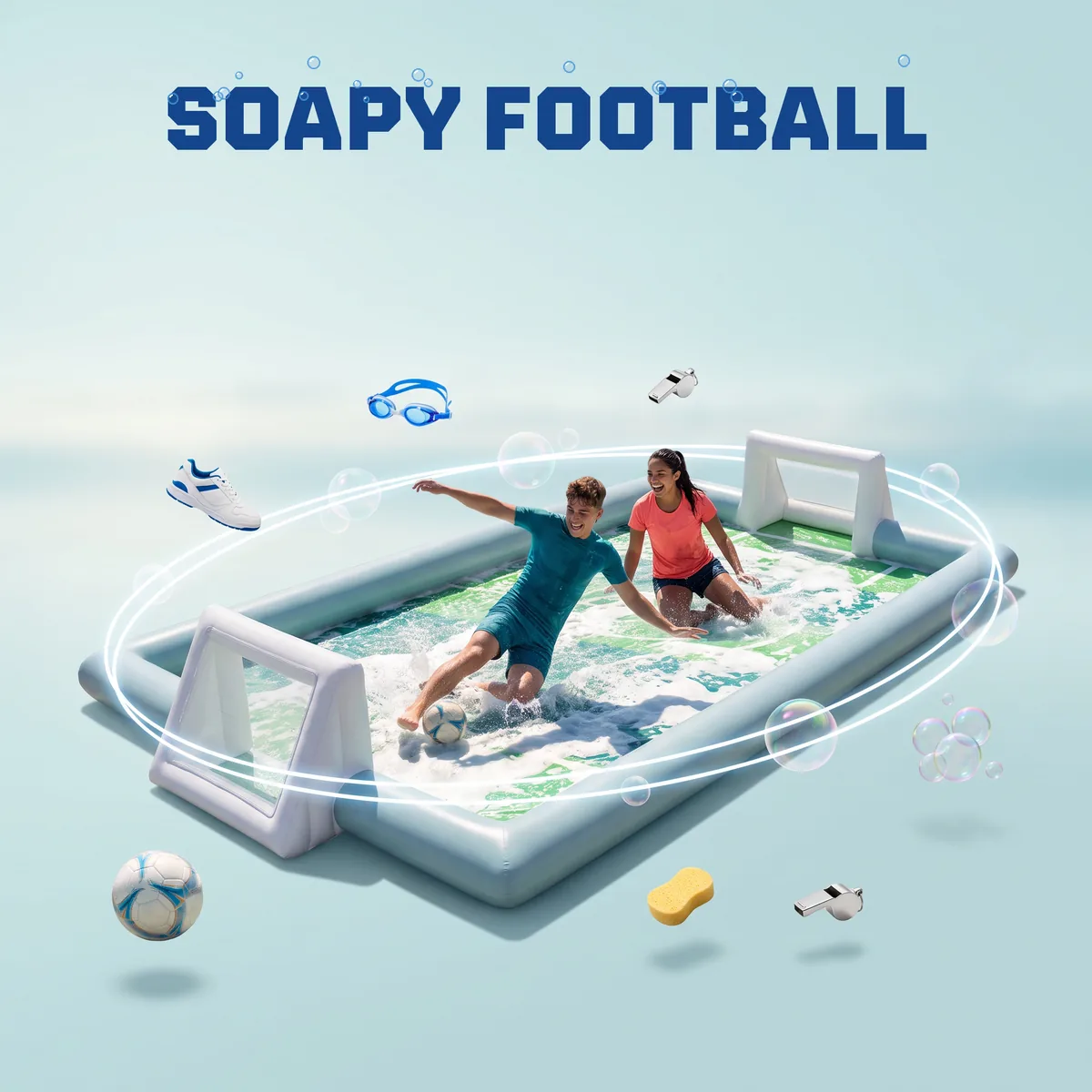 Soapy Football Pitch - Inflatable Team game 70ft x 40ft