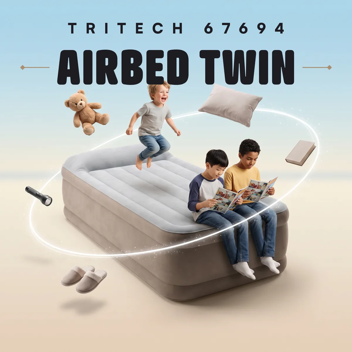 Bestway Tritech Twin Airbed with Built-in Pump 67694