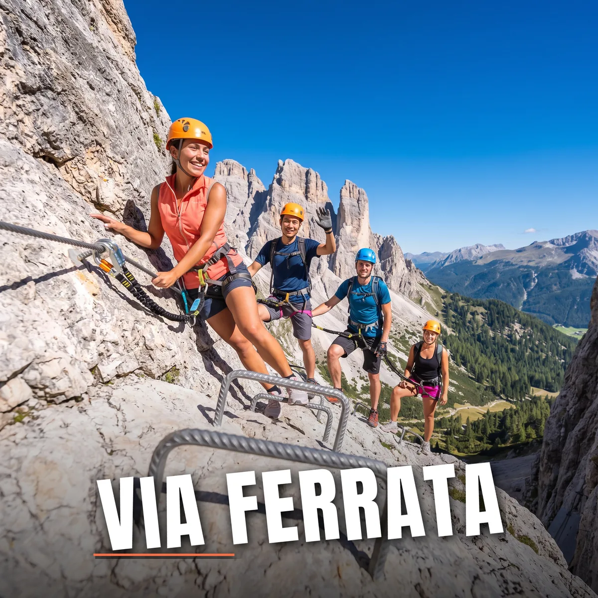 Via Ferrata Rock Climbing Route Setup